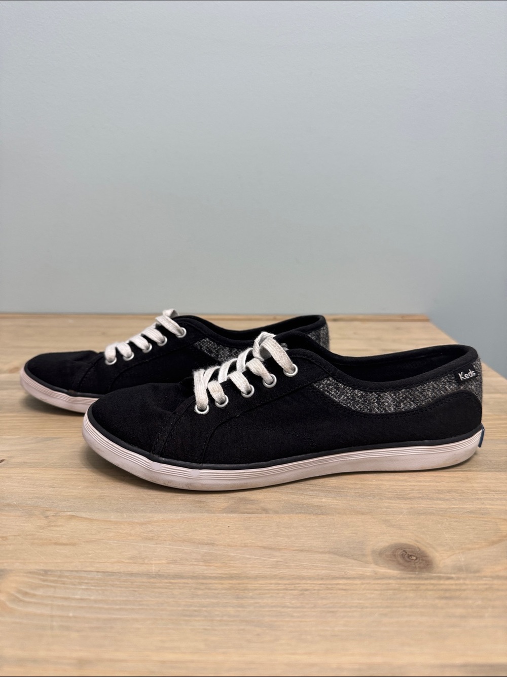 Keds Black Canvas Sneakers with White Laces